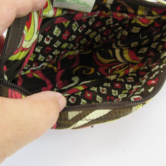 Vera Bradley Puccini Small Handbag Purse Red/Yellow/Pink and Brown Full Zip - Picture 9 of 9